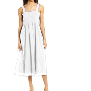 New AREA STARS Camila Smocked Cotton Eyelet Sundress in White Size S, $125 MSRP.